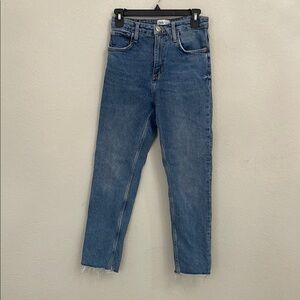 Zara Blue High-Rise Straight Jeans
